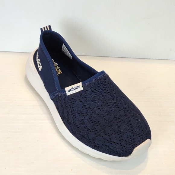 Adidas Women's Cloudfoam Lite Racer Slip-On Shoes Blue / White - Picture 2 of 15